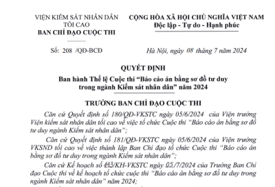 Ban hành Thể lệ Cuộc thi “Báo cáo án bằng sơ đồ tư duy trong ngành Kiểm sát nhân dân” năm 2024