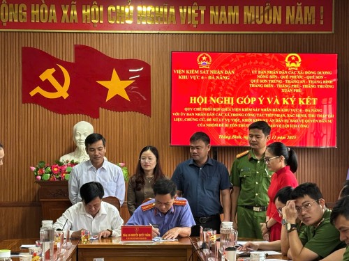 VIỆN KIỂM SÁT NHÂN DÂN KHU VỰC 6 - ĐÀ NẴNG KÝ KẾT QUY CHẾ PHỐI HỢP VỚI UỶ BAN NHÂN DÂN VÀ CÔNG AN 11 XÃ THUỘC PHẠM VI THẨM QUYỀN