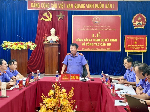 VKSND TP. Đà Nẵng làm việc với đơn vị VKSND KV3 tổng kết Quý I/2026.