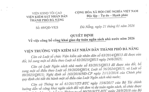 QUYẾT ĐỊNH về việc công bố công khai giao dự toán ngân sách nhà nước năm 2026