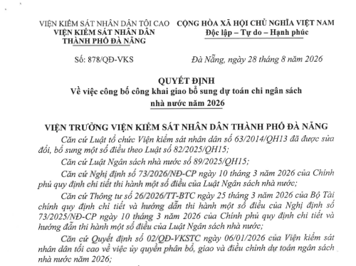 Quyết định về việc công bố công khai giao bổ sung dự toán chi ngân sách nhà nước năm 2026
