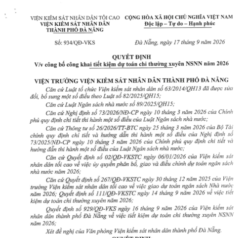 Quyết định về việc công bố công khai tiết kiệm dự toán chi thường xuyên năm 2026