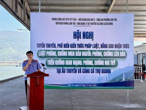 CHI ĐOÀN VKSND KHU VỰC 2 PHỐI HỢP CÙNG CÁC ĐƠN VỊ TỔ CHỨC HỘI NGHỊ TUYÊN TRUYỀN, PHỔ BIẾN PHÁP LUẬT TẠI KHU VỰC ÂU THUYỀN VÀ CẢNG CÁ THỌ QUANG
