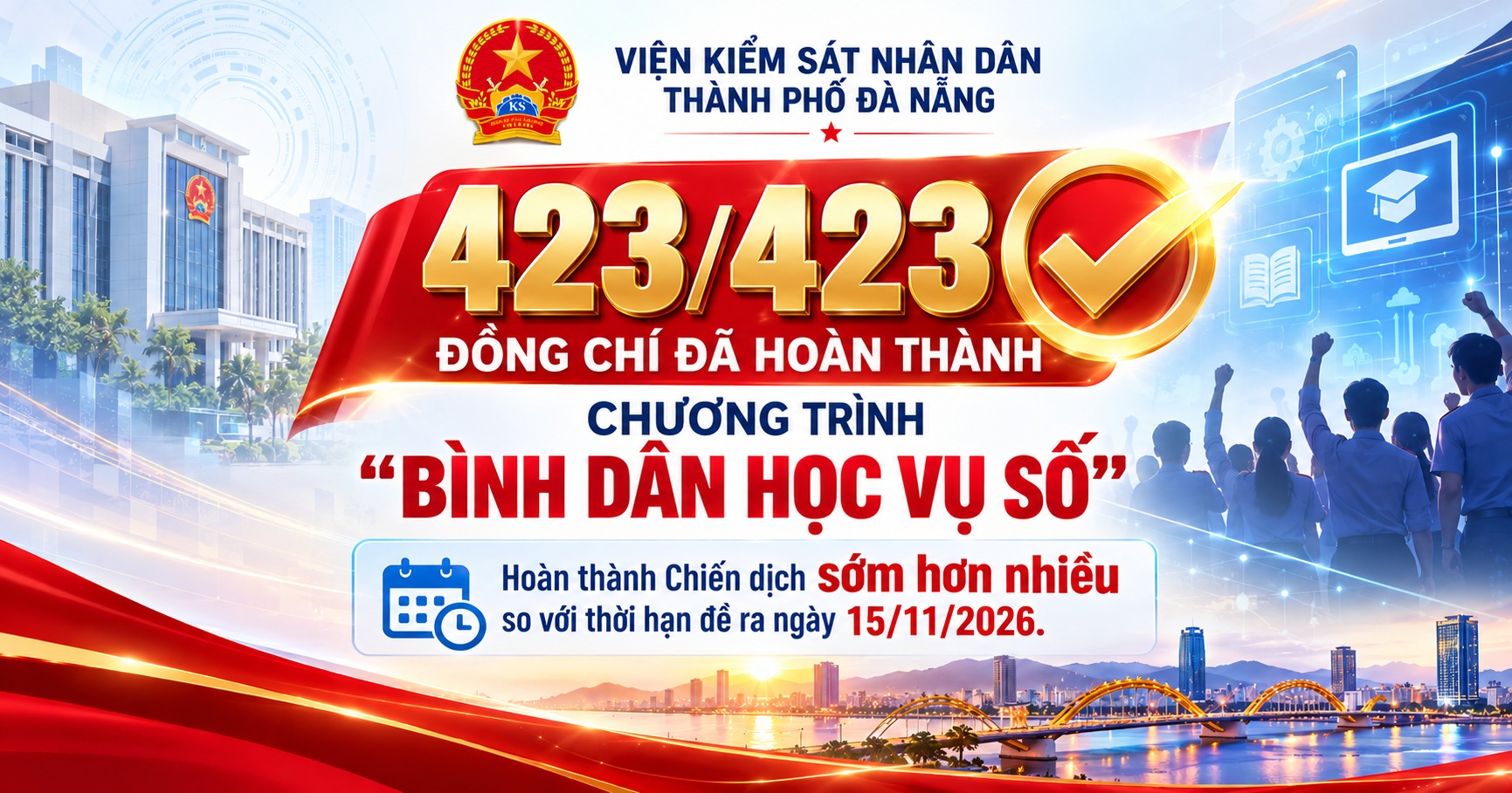 VKSND thành phố Đà Nẵng hoàn thành sớm Chiến dịch 100 ngày cao điểm “Bình dân học vụ số”
